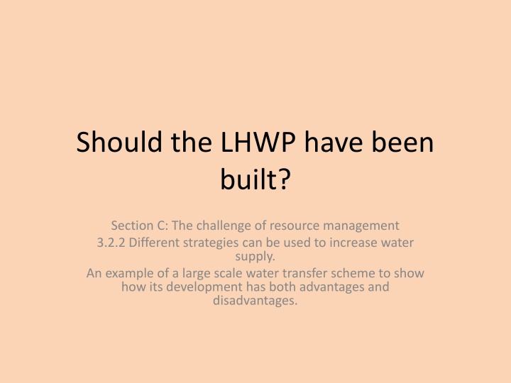 Contemplating the Lesotho Highlands Water Project