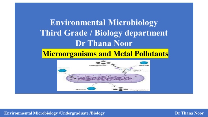 The Role of Microorganisms in Mitigating Heavy Metal Pollution