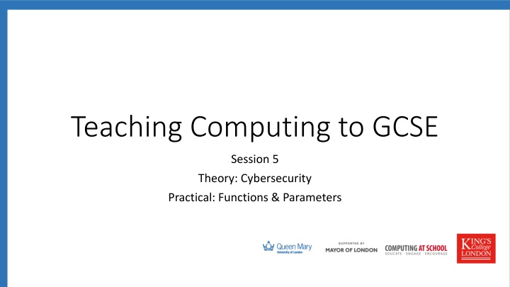 Cybersecurity for GCSE Computing Students