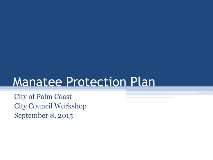 Manatee Protection Plan Workshop in City of Palm Coast, September 2015