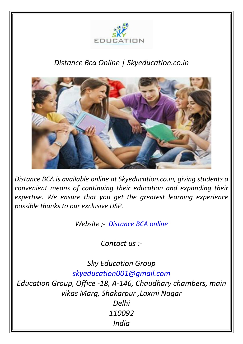 distance bca online skyeducation co in l.w