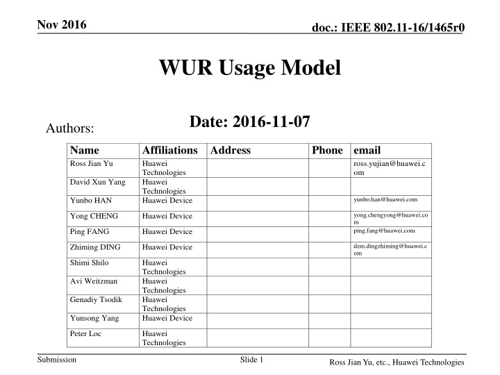 IEEE 802.11-16/1465r0: Smart Home Usage Model in Nov. 2016