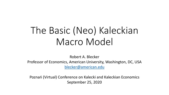 Neo-Kaleckian Macro Model Overview