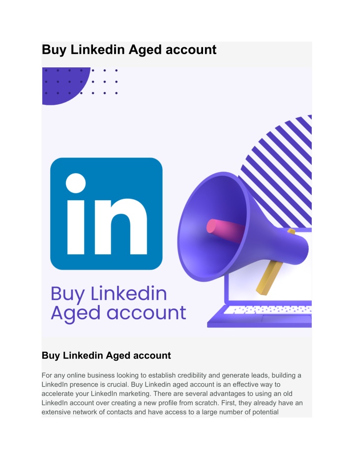 buy linkedin aged account n.w