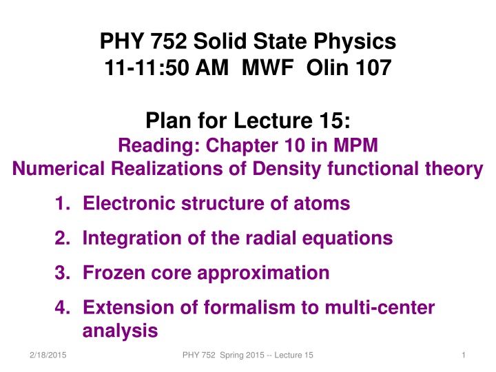 The Kohn-Sham Equations in Solid-State Physics