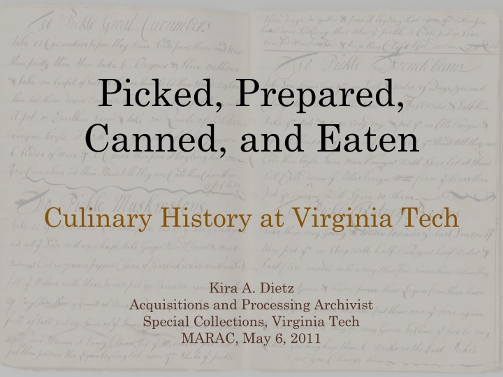 Culinary History Collection at Virginia Tech: A Dive into Food and Culture