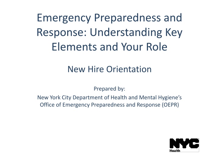 Emergency Preparedness and Response: Key Elements and Roles