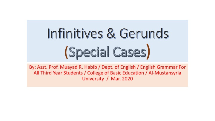 Infinitives and Gerunds: Special Cases