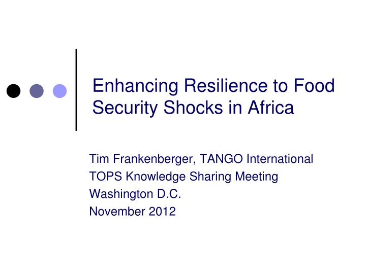 Enhancing Resilience to Food Security Shocks in Africa