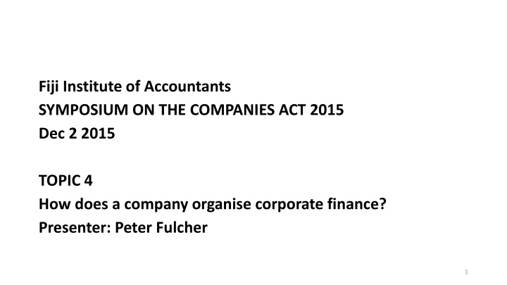Managing Corporate Finance: Insights from Fiji Institute of Accountants Symposium