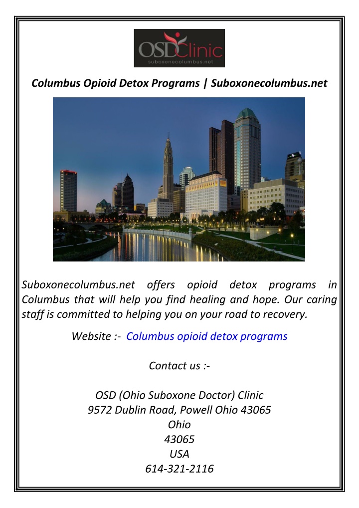 columbus opioid detox programs suboxonecolumbus n.w