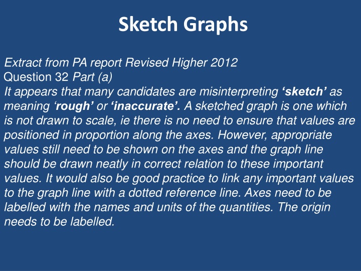 Guidelines for Sketch Graphs in Higher Level Exams