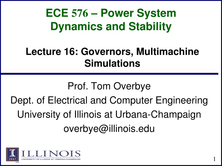 Power System Dynamics and Stability: Governors and Deadbands