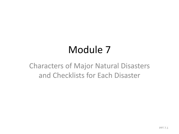 Comprehensive Training Module on Natural Disaster Preparedness