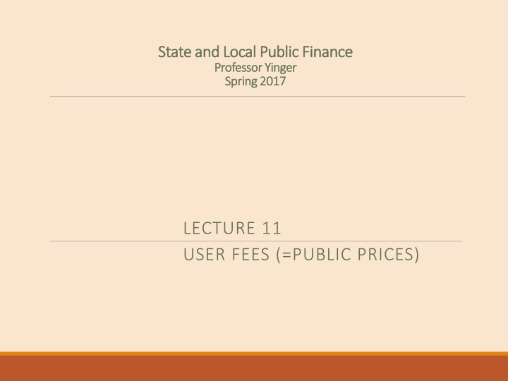 User Fees in State and Local Public Finance