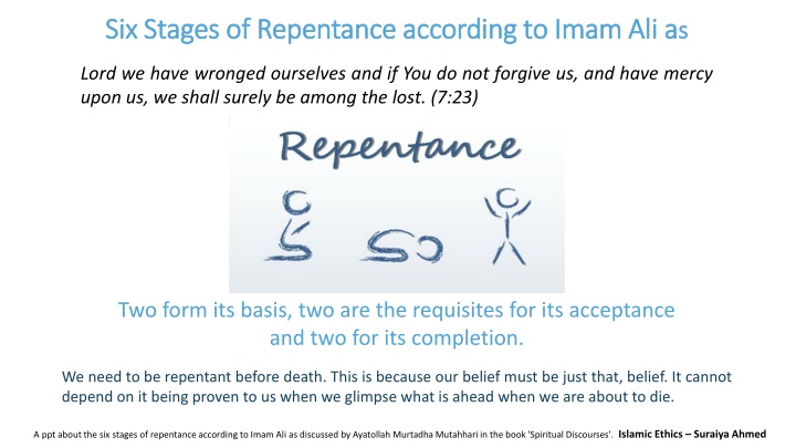 Six Stages of Repentance According to Imam Ali