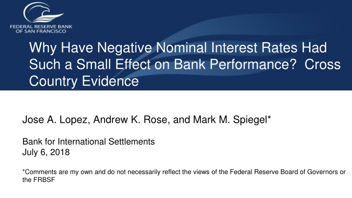 Impact of Negative Nominal Interest Rates on Bank Performance