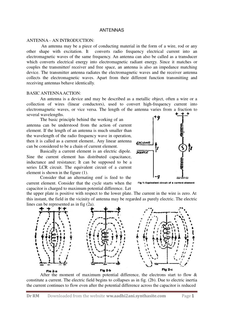 Antennas: Basics and Classifications