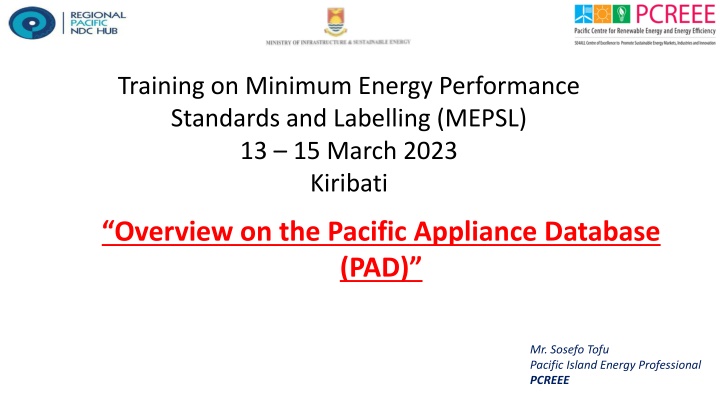 Training on Minimum Energy Performance Standards and Labelling in Kiribati, March 2023