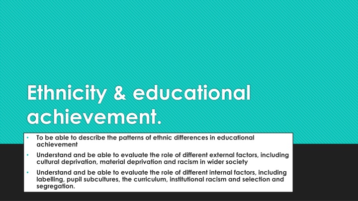 Ethnic Disparities in Educational Achievement