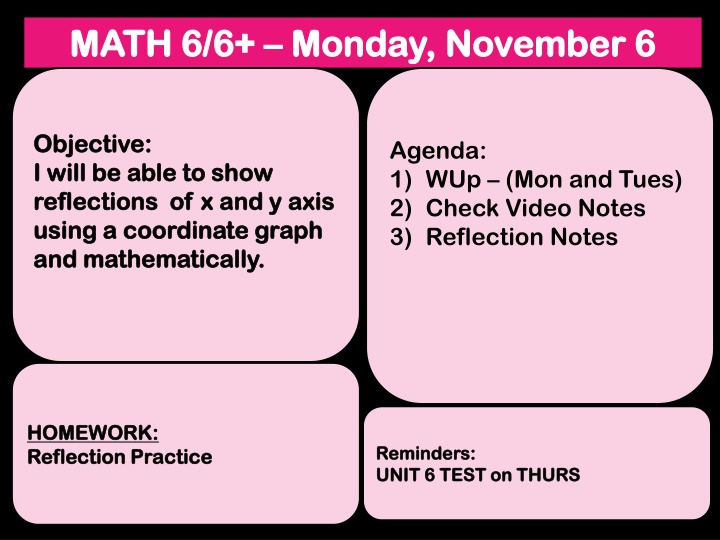 Mathematics Unit 6 Reflections and Distance Activities
