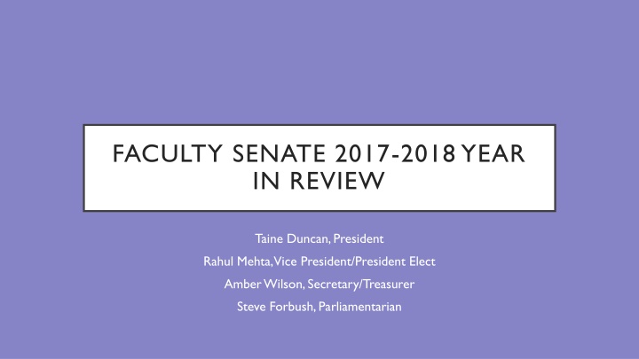 Faculty Senate 2017-2018 Achievements and Initiatives Review