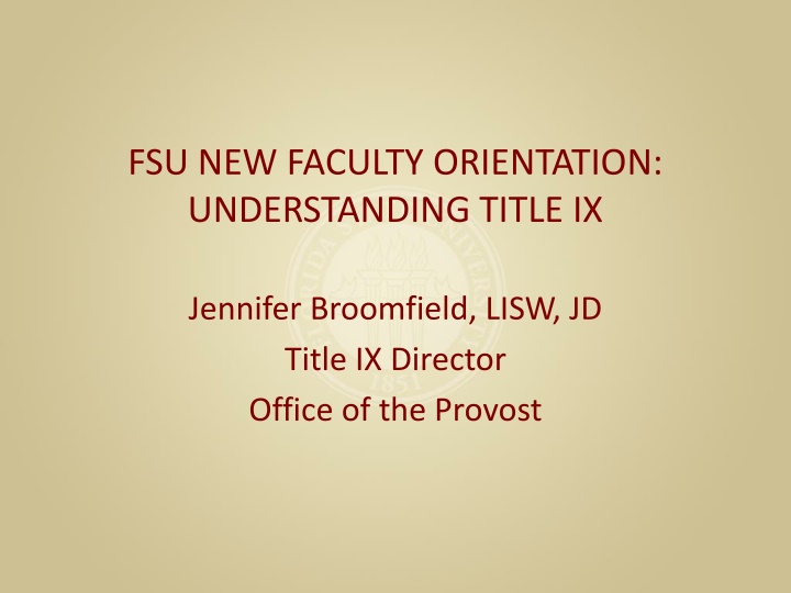 Title IX for New Faculty at FSU