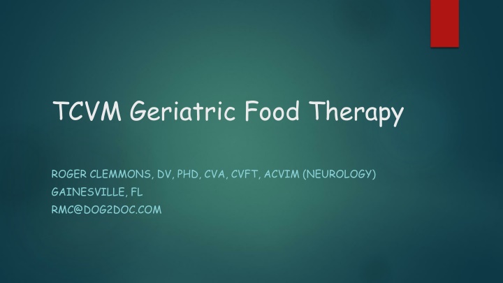 Aging and Geriatric Medicine in Traditional Chinese Veterinary Medicine
