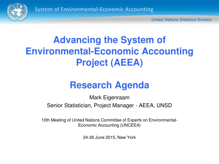 System of Environmental-Economic Accounting (AEEA) Project Overview