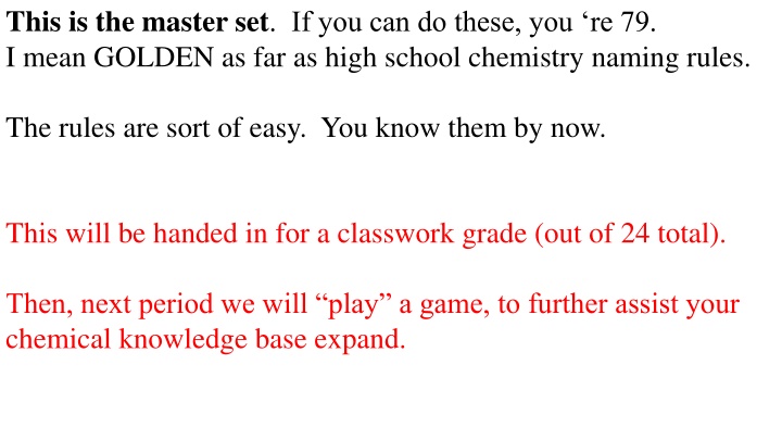 Master Set of High School Chemistry Naming Rules