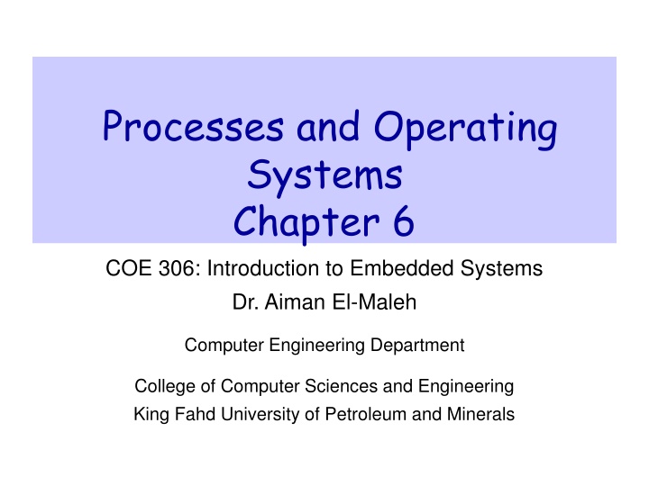 Introduction to Processes and Operating Systems in Embedded Systems