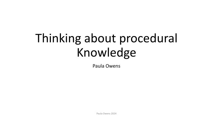 Procedural Knowledge in Geography Education
