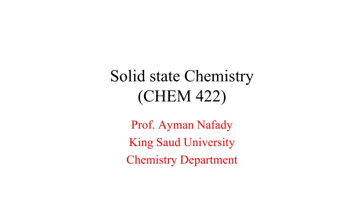 Solid State Chemistry: Principles and Classification of Solids