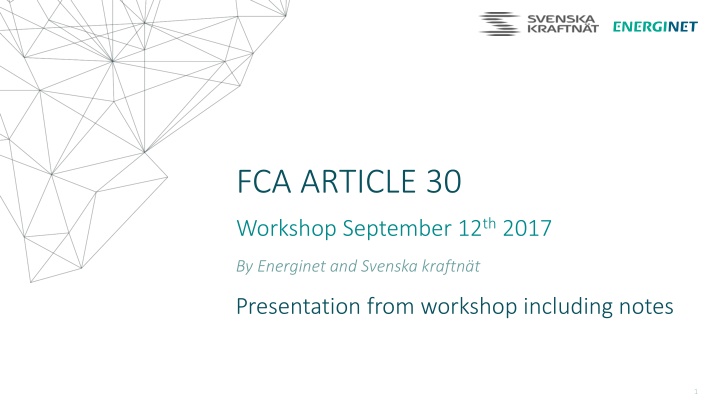 Workshop Presentation on FCA Article 30 - Energinet and Svenska kraftnät