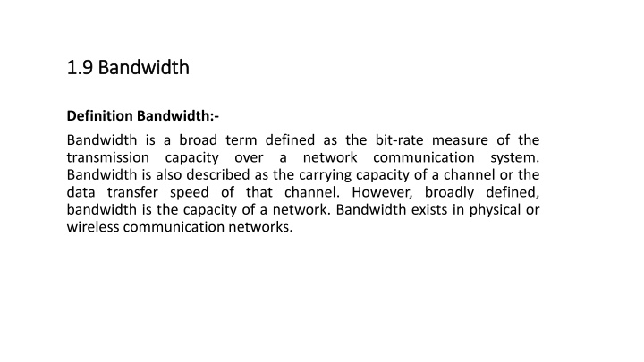 Bandwidth, Channel Capacity, and Noise in Communication Networks