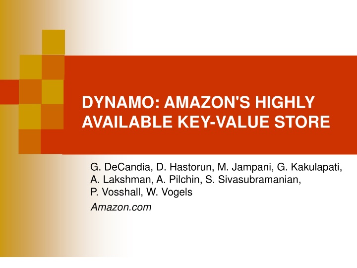 Amazon's Dynamo: Highly Available Key-Value Store Overview