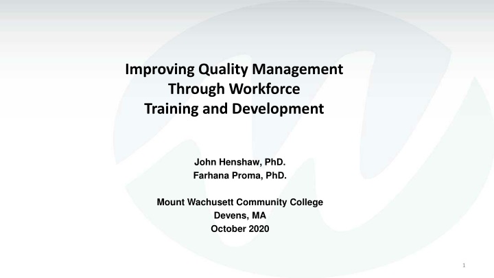 Enhancing Quality Management Through Workforce Training and Development