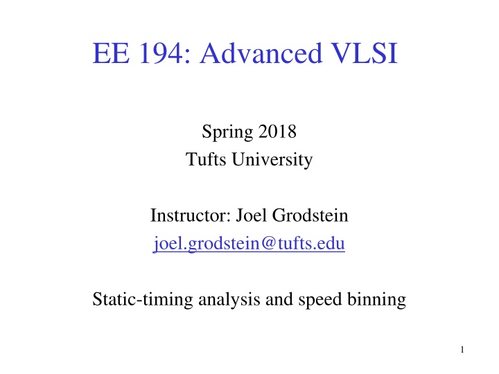 Static Timing Analysis in Advanced VLSI Design