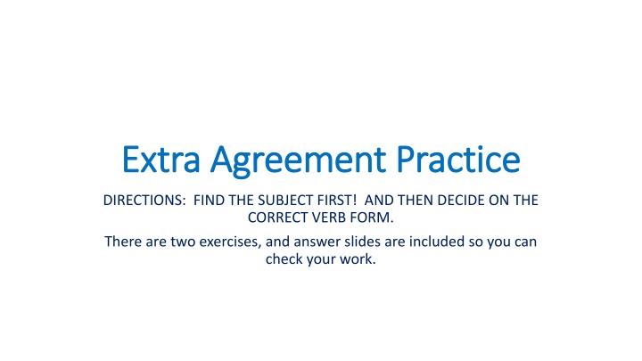 Subject-Verb Agreement Practice Exercises with Answers