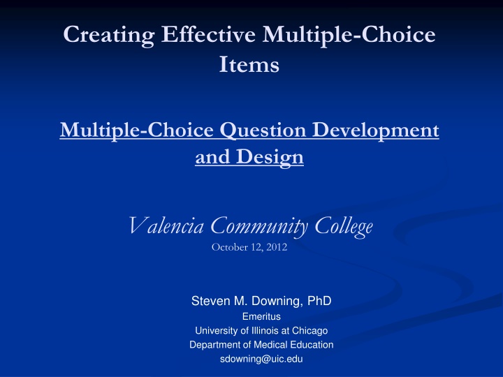 Multiple-Choice Item Development and Design Workshop