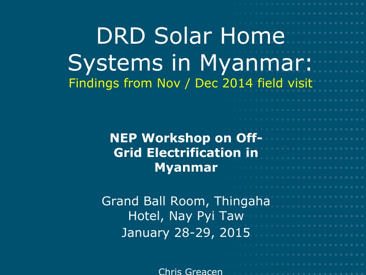 DRD Solar Home Systems in Myanmar: Findings and Insights