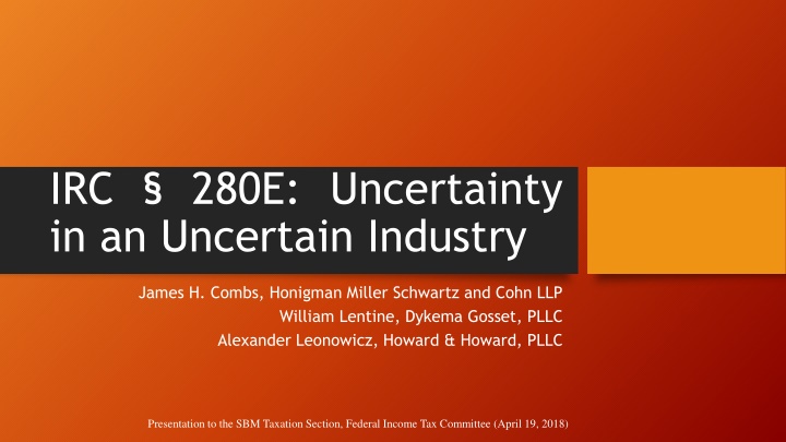IRC 280E in the Cannabis Industry