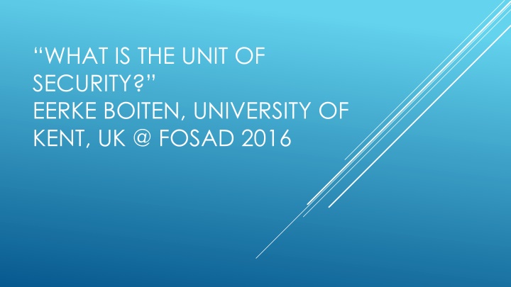 Unit of Security in Information Systems