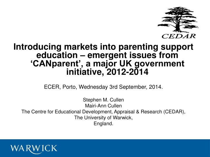 Introducing Markets into Parenting Support: Insights from the CANparent Initiative in the UK