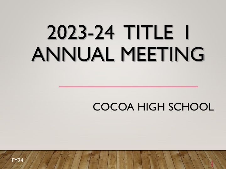Title I Program in Cocoa High School for Fiscal Year 2024
