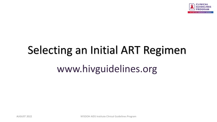 Selecting an Initial ART Regimen Guidelines