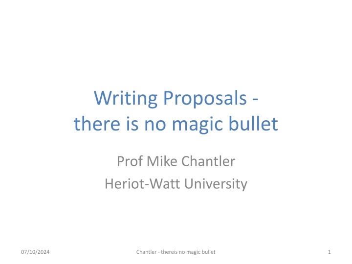 Strategies for Successful Proposal Writing by Prof. Mike Chantler