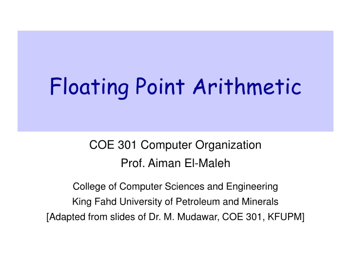 Floating-Point Arithmetic in Computer Organization