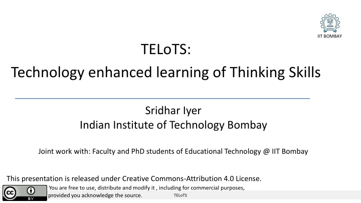 Educational Technology at IIT Bombay: Enhancing Thinking Skills