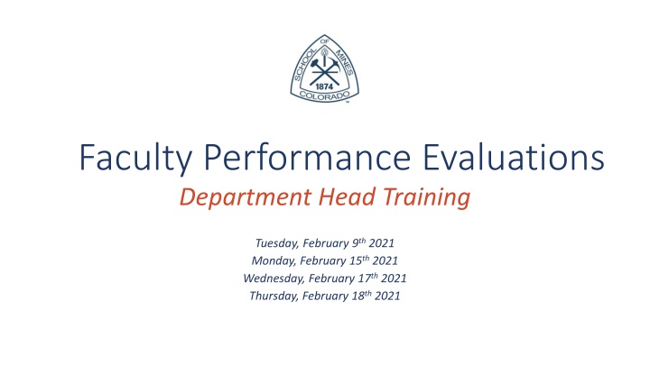 Faculty Performance Evaluations Department Head Training Overview
